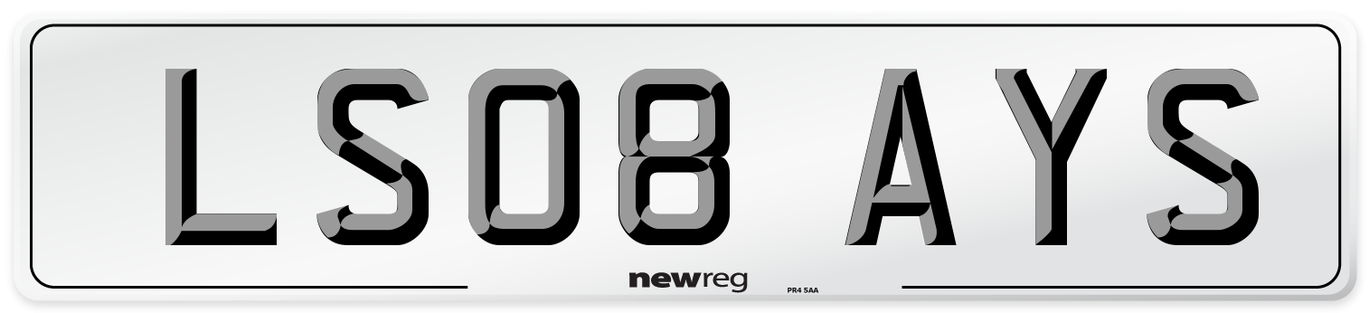LS08 AYS Number Plate from New Reg